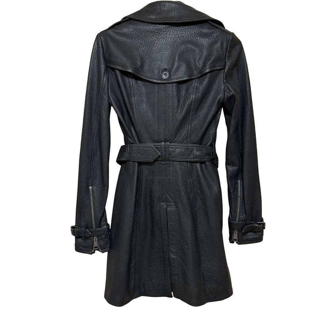 Burberry Black Lamb Leather Double-Breasted Trench Coat Size 2US - Picture 3 of 13